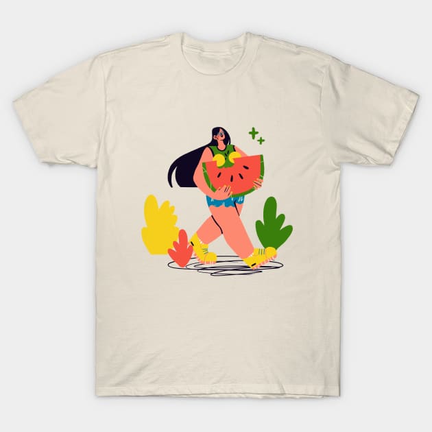 Watermelon Girl T-Shirt by kheat